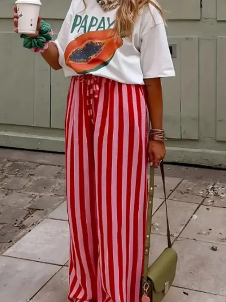 PINK AND RED Stripe Pant